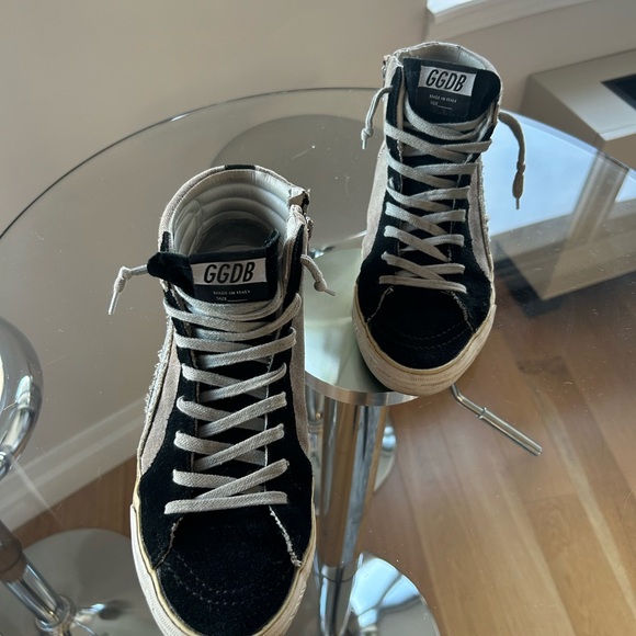 Golden Goose High Top Sneakers. Size 8.5. Grey and Black, Distressed. - Picture 3 of 6